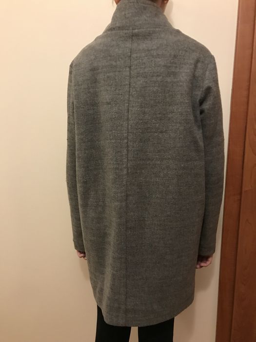 Szary płaszcz oversize z guzikami S M L