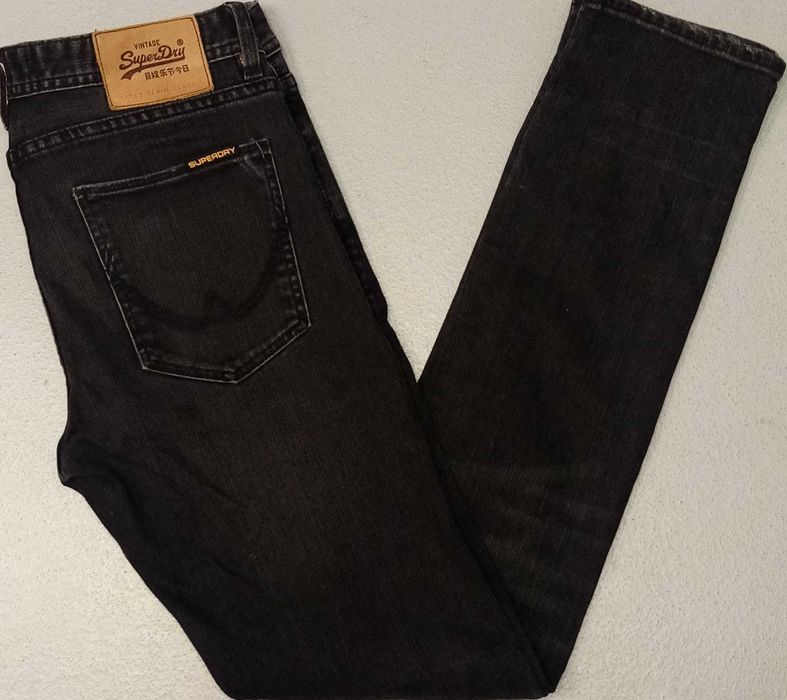 R)SUPERDRY skinny spodnie jeansowe czarne Roz.30/32