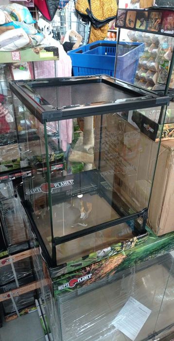 Terrarium Szklane Z Siatką Akwaterrarium Paludarium 30x30x45cm Orzęsiony Felsuma Mały Kameleon