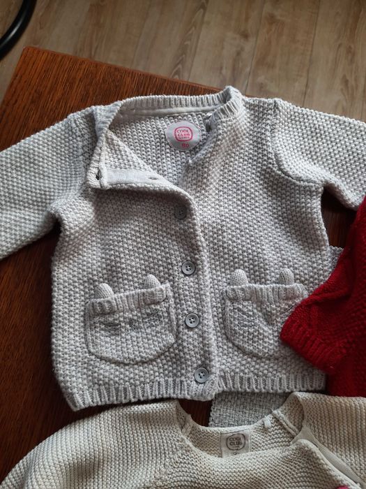 Pięć zimowych sweterków 80 dziewczynka  firmowe