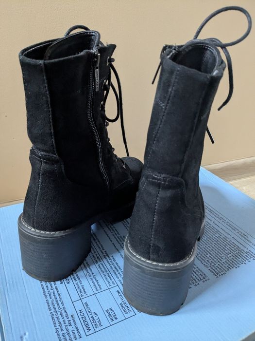 Kozaki damskie 38 Jenny fairy zamszowe ocieplane botki czarne zamek