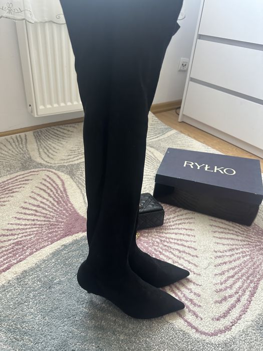 Piekne kozaki zamszowe  za kolano Zara 36 obcas