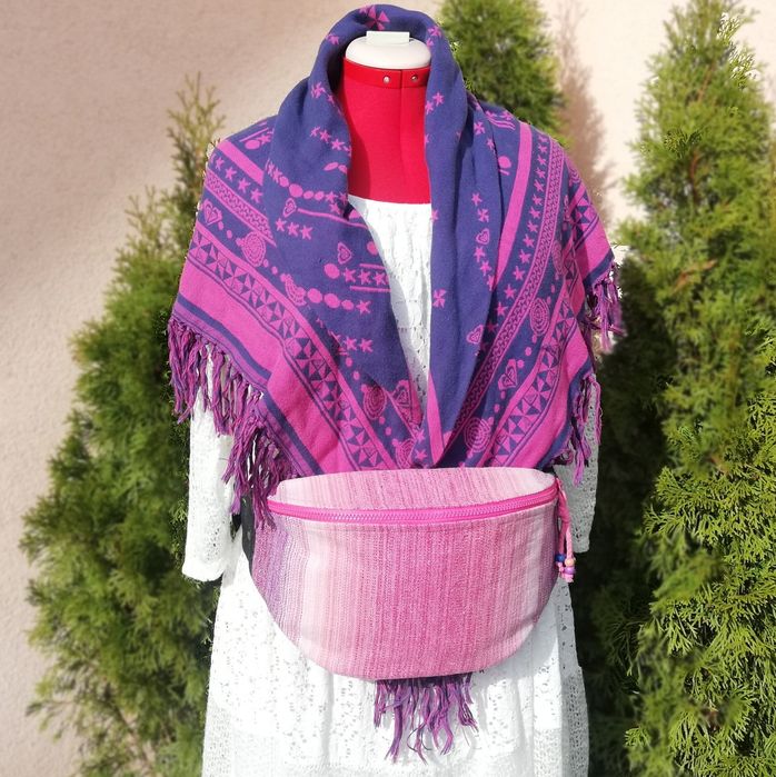 Nerka /Saszetka duża handmade " Malina"