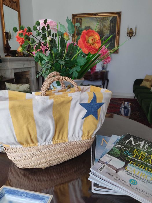 Cesta em Palma Coleção Costa Nova Amarela