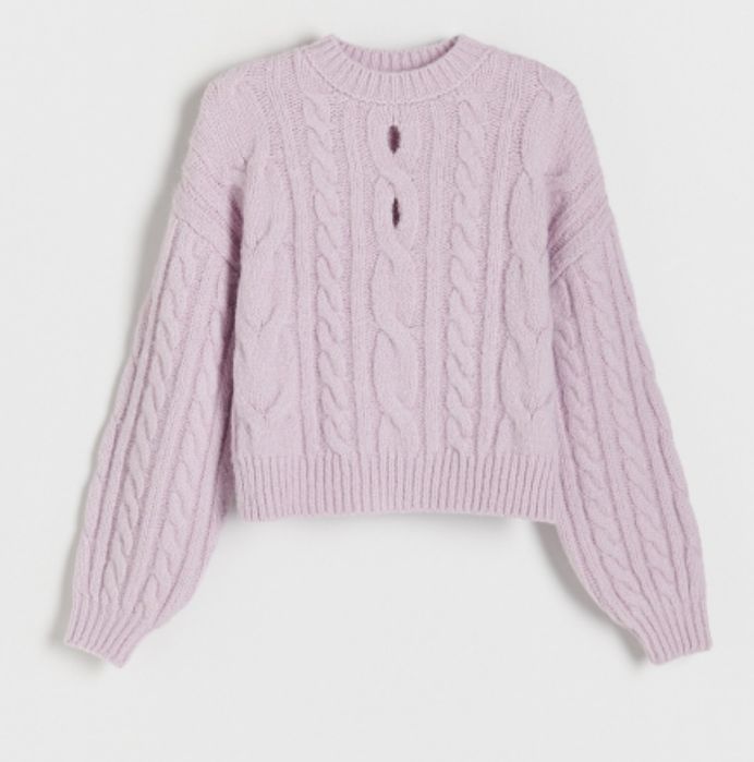 Sweter damski warkocz liliowy Reserved S
