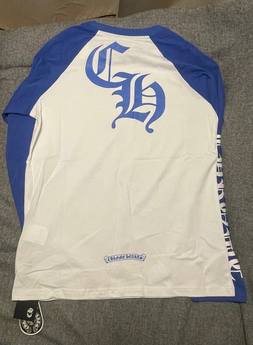 Chrome Hearts Manga Comprida Branca/Azul - Tamanho M