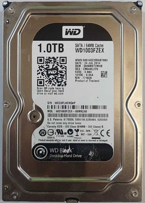 Винчестер жесткий диск 1Tb Western Digital WD Black WD1003FZEX быстрая серия рабочий
