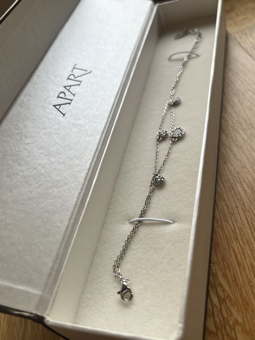 Srebrna bransoletka apart z cyrkoniami walentynki proba 925