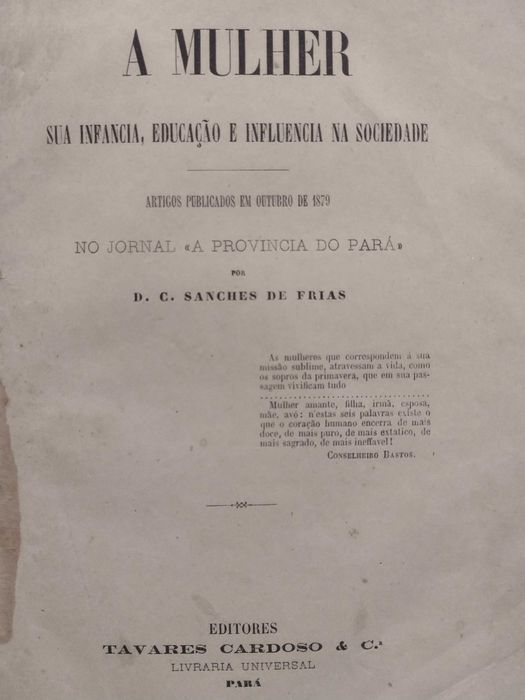Mulher Infância, educação e influencia na Sociedade Sanches de Frias