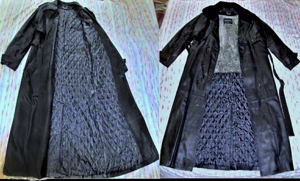 Чоловіче шкіряне довге осінне-зимове пальто. Італія.