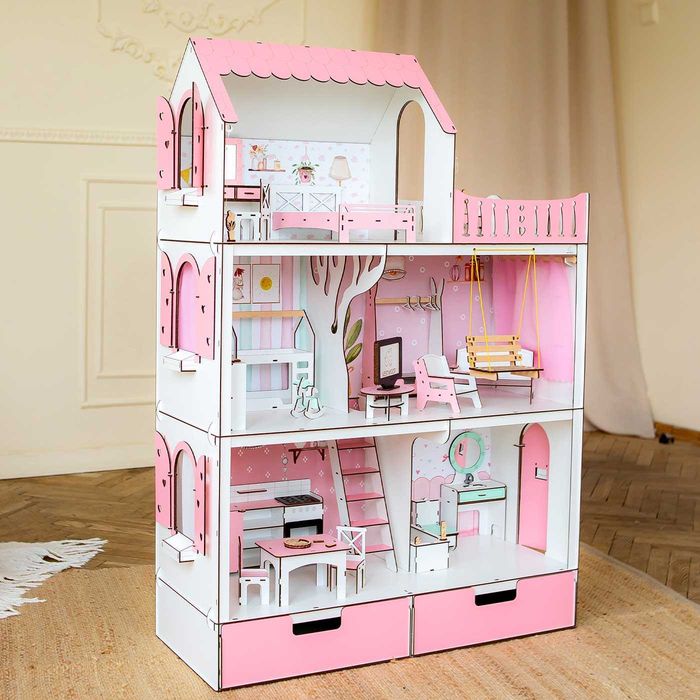 Великий ляльковий будинок ЛЮКС Барбі +ВІТАЛЬНЯ кукольный домик Барби