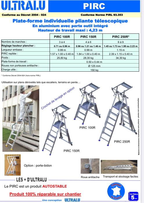 Escadas plataforma de aluminio PIRC 250R