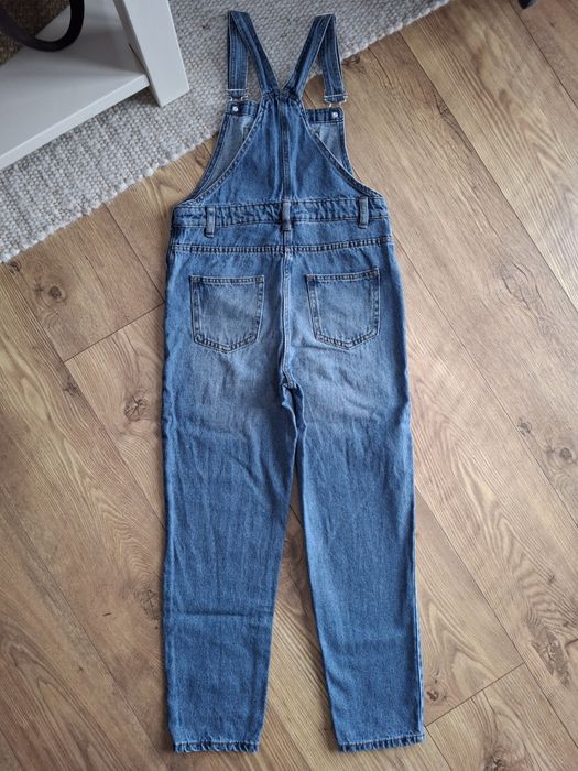 140cm, ogrodniczki jeansowe, spodnie na szelkach