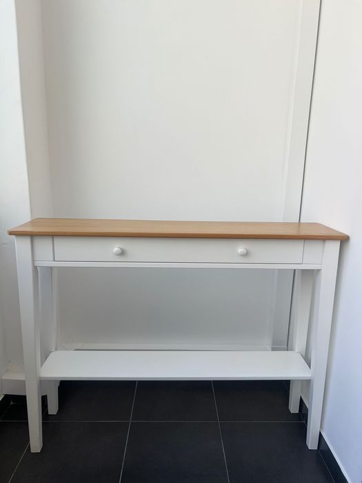 Aparador Branco e Madeira com gaveta