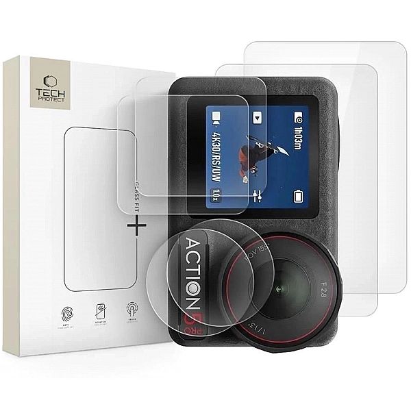 Szkło hartowane Tech-Protect Glass Fit+ 2-pack na DJI Osmo Action 5 Pr