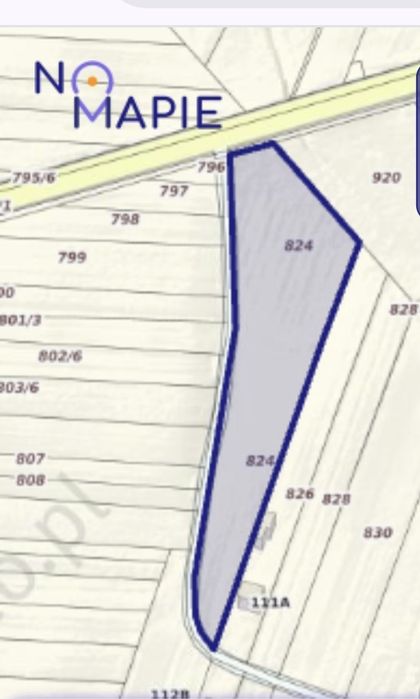 Działka 0,8650 ha budowlano-zagrodowa, przy  drodze gminnej