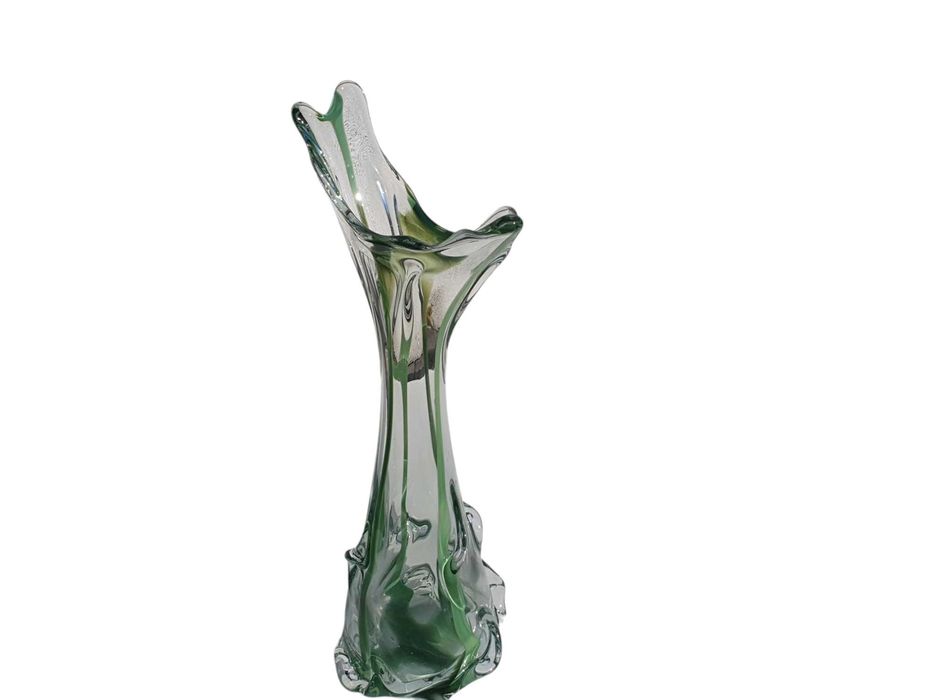 Stary wazon szklany ze szkła artystycznego ręcznie wykonany 50 lata