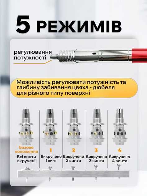 Монтажний пістолет нейлер професійний посилений (бетон метал) +200цвях