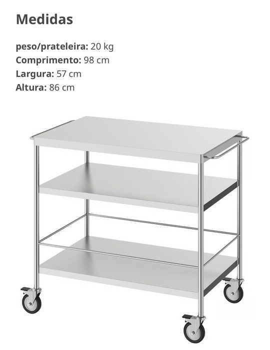 Bancada de Inox com rodas