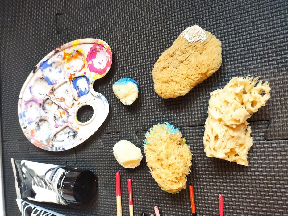 Zestaw do malowania- dla początkującego malarza. Płótno, farby, pędzle