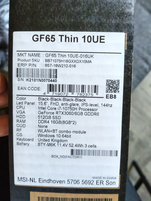 MSI GF65 Thin 10 UE