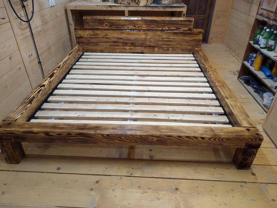 Łóżko solidne 180x200 z 100-letniego drewna | ręczna robota