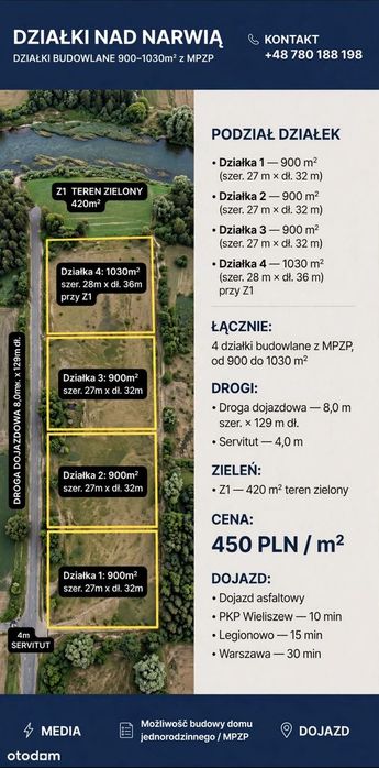 Działka budowlana 900 m² przy lesie i jeziorze