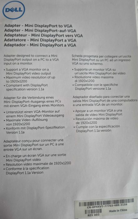 Adaptador Mini DisplayPort para VGA (NOVO)