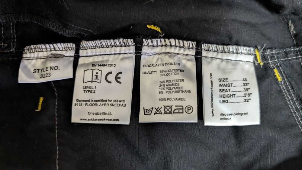 Snickers Workwear 3223 Floorlayer — нові, р.48 / W33 L32