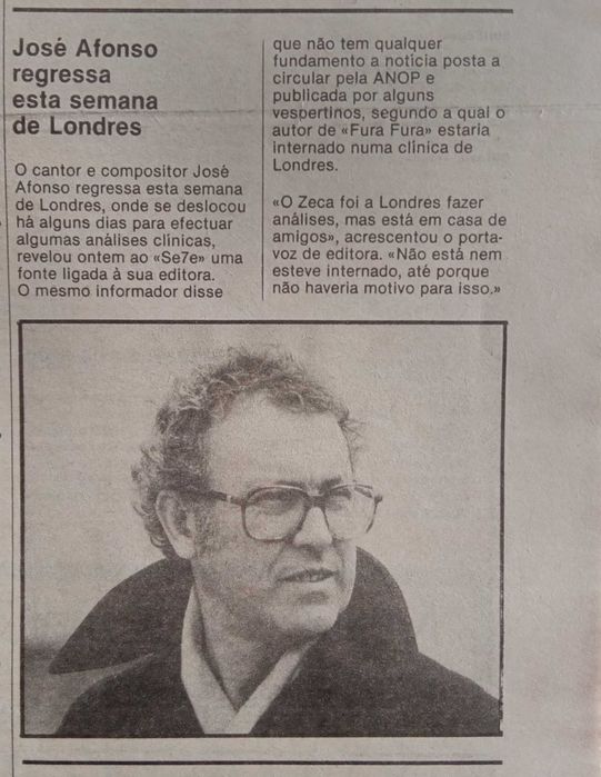 José Afonso	- - -		Se7e - nr. 215	- - - - -	Jornal