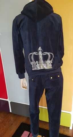 Dres granatowy, welurowy, korona , rozmiar L/XL