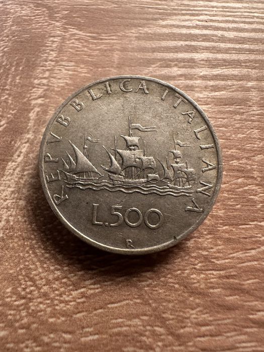 Srebrna moneta 500 Lirów włoskich Włochy Liry