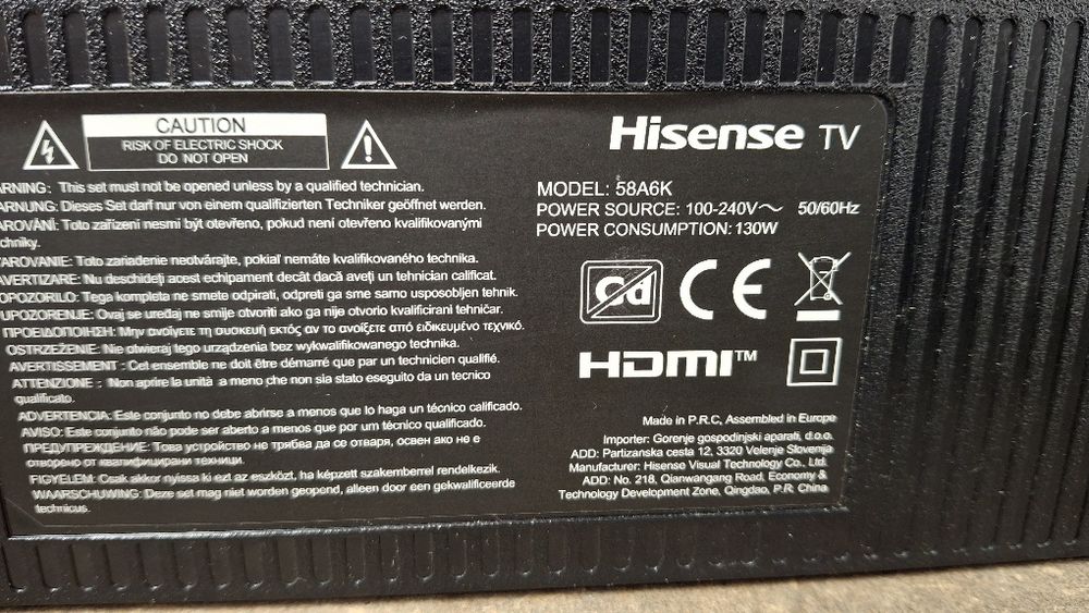 Hisense 58A6k peças