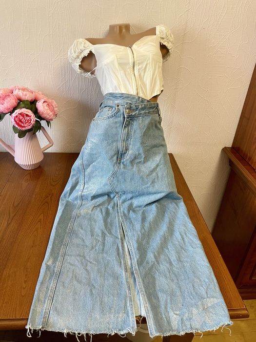 Джинсова блискуча спідниця Zara