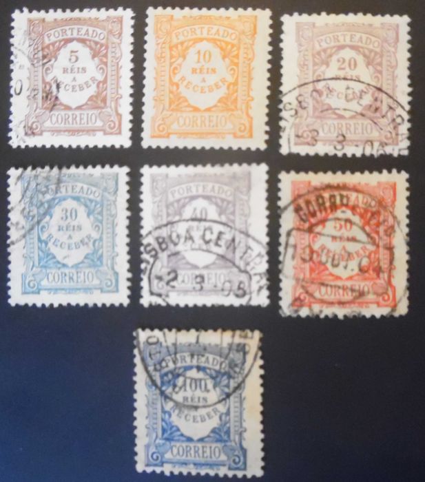 Selos Portugal 1904- Porteado valor em réis completo Novo e usados