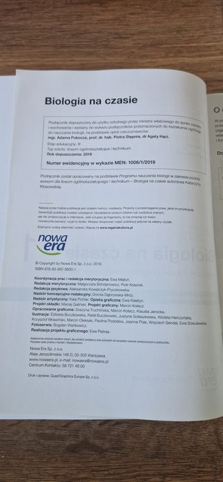 Biologia na czasie 1. Nowy podręcznik.