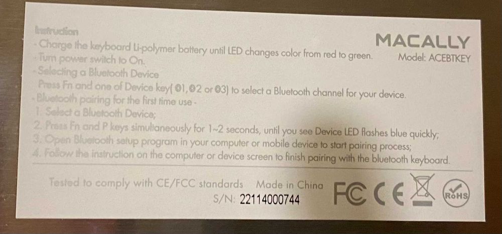Teclado Macally bluetooth