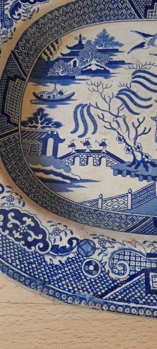 Travessa loiça inglesa, séc XIX. Padrão ""Willow"