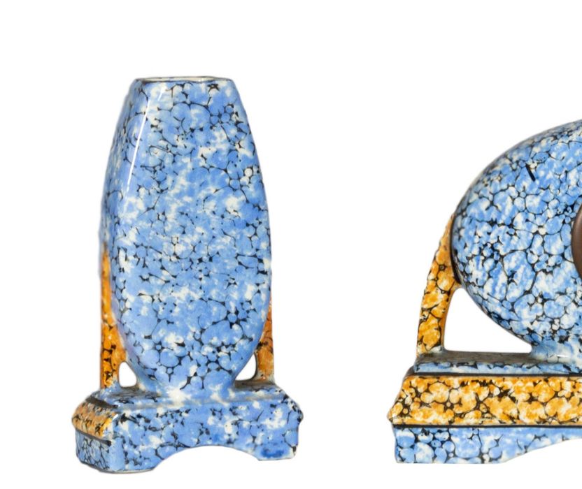 Relógio Art Deco cerâmica azul Majolique | século XX