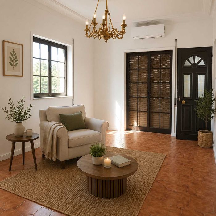 Apartamento com 1 quarto, cozinha, jardim e estacionamento