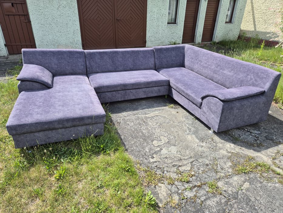 Kanapa sofa duża szara  z funkcją spania narożnik