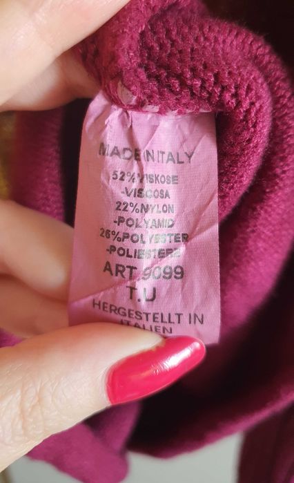 Sweter bordowy bordo oversize złoty z przodu