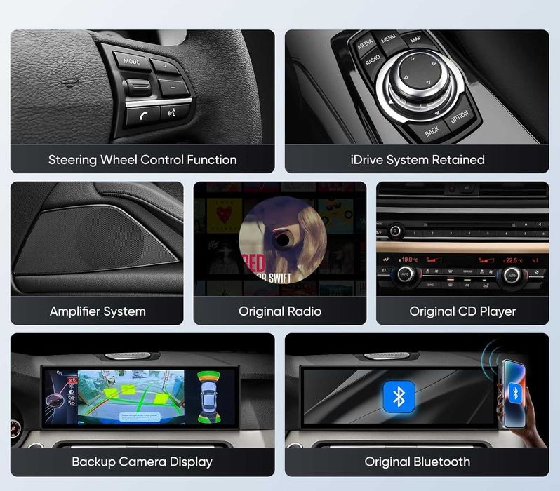 CarPlay Android Auto Radio DAB+ Opcja Android YouTube Bluetooth WiFi 4G MP4 GPS USB BMW 5 F10 F11 NBT