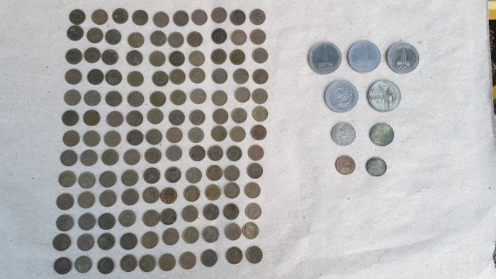 Набор монеты времен СССР 1 копейка, олимпийские, юбилейные рубли