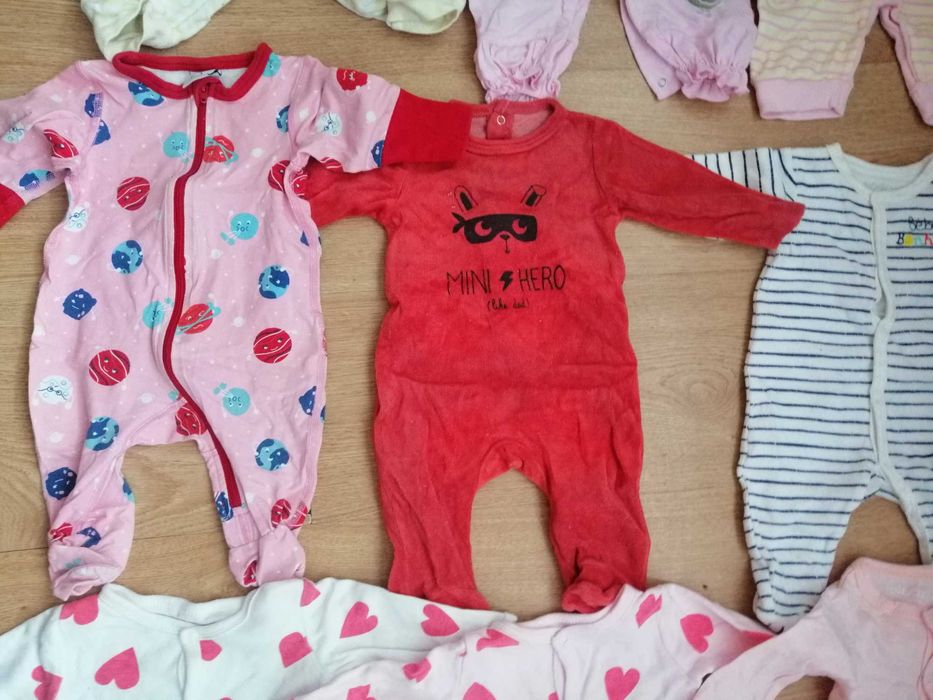 Mega paka, pajace dziewczęce 50-68, 15 sztuk