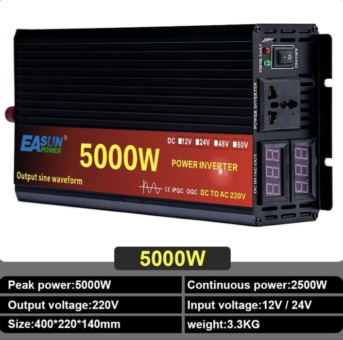Inversor corrente 5000w 12v para 230v