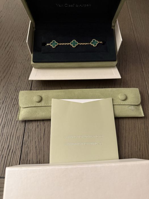 Van Cleef zielony łańcuszek 20 koniczynek i bransoletka