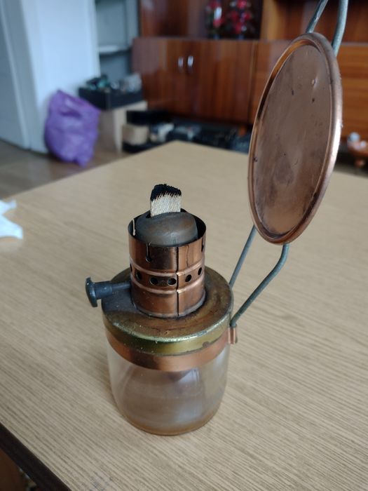 Lampa naftowa, PRL, miedziana