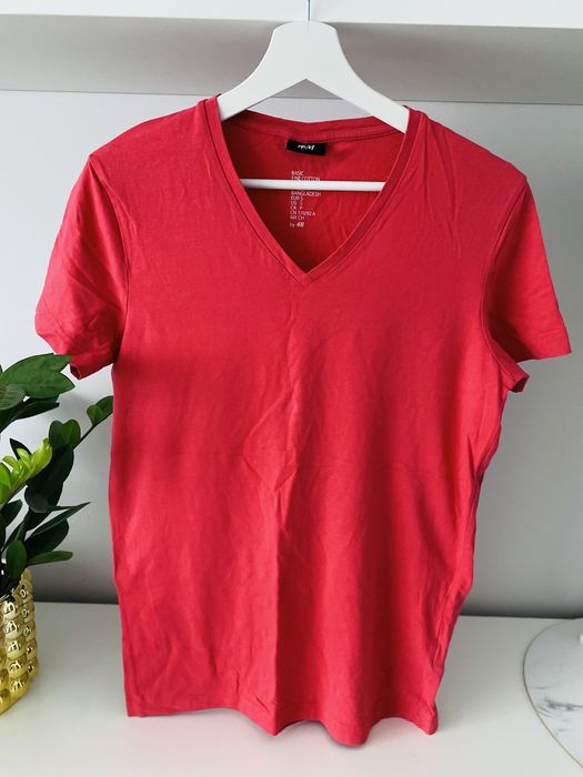 Czerwona koszulka męska H&M basic tshirt bluzka