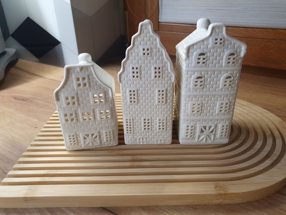3 domki, kamieniczki świąteczne, ceramiczne. Nowe. Darmowa dostawa